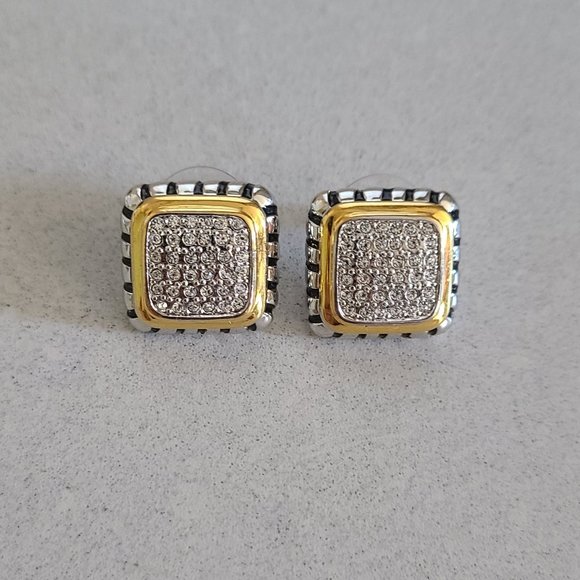Fifth Avenue Collection Square Rhinestone Earrings - Picture 1 of 8